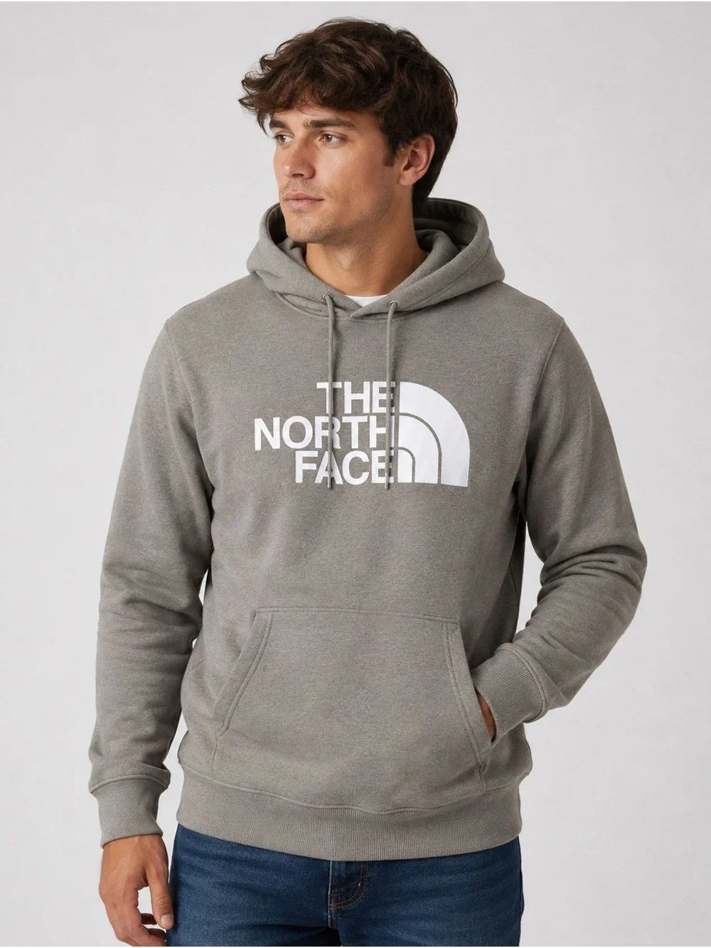 The North Face Men's Heather Gray Logo Pullover Hoodie